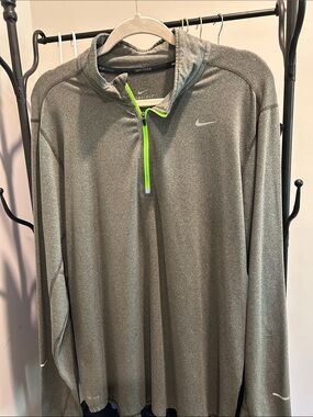 Nike Gray Performance Half-Zip Jacket with Neon Zip